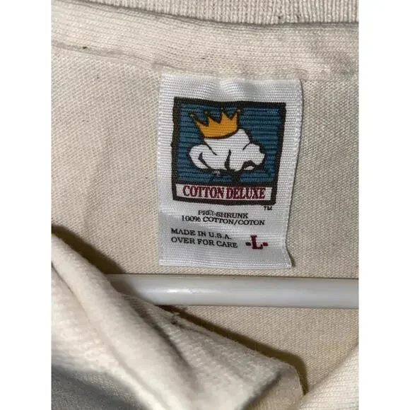 Vintage Will Play Tennis For Food Polo Shirt Mens Large Beige Made In USA Rare * - Picture 4 of 13